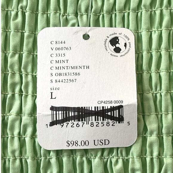 Free People Ceci Smocked Midi Mint Green Size Large NEW - Picture 8 of 9